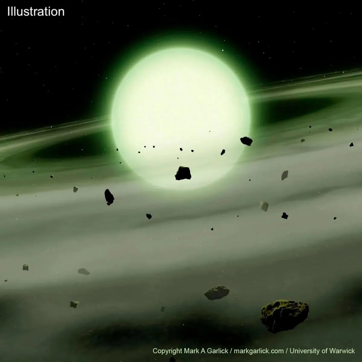 Image accompanying the story: APOD: 2026 October 22 – The First Green Star, WD J1330+6435