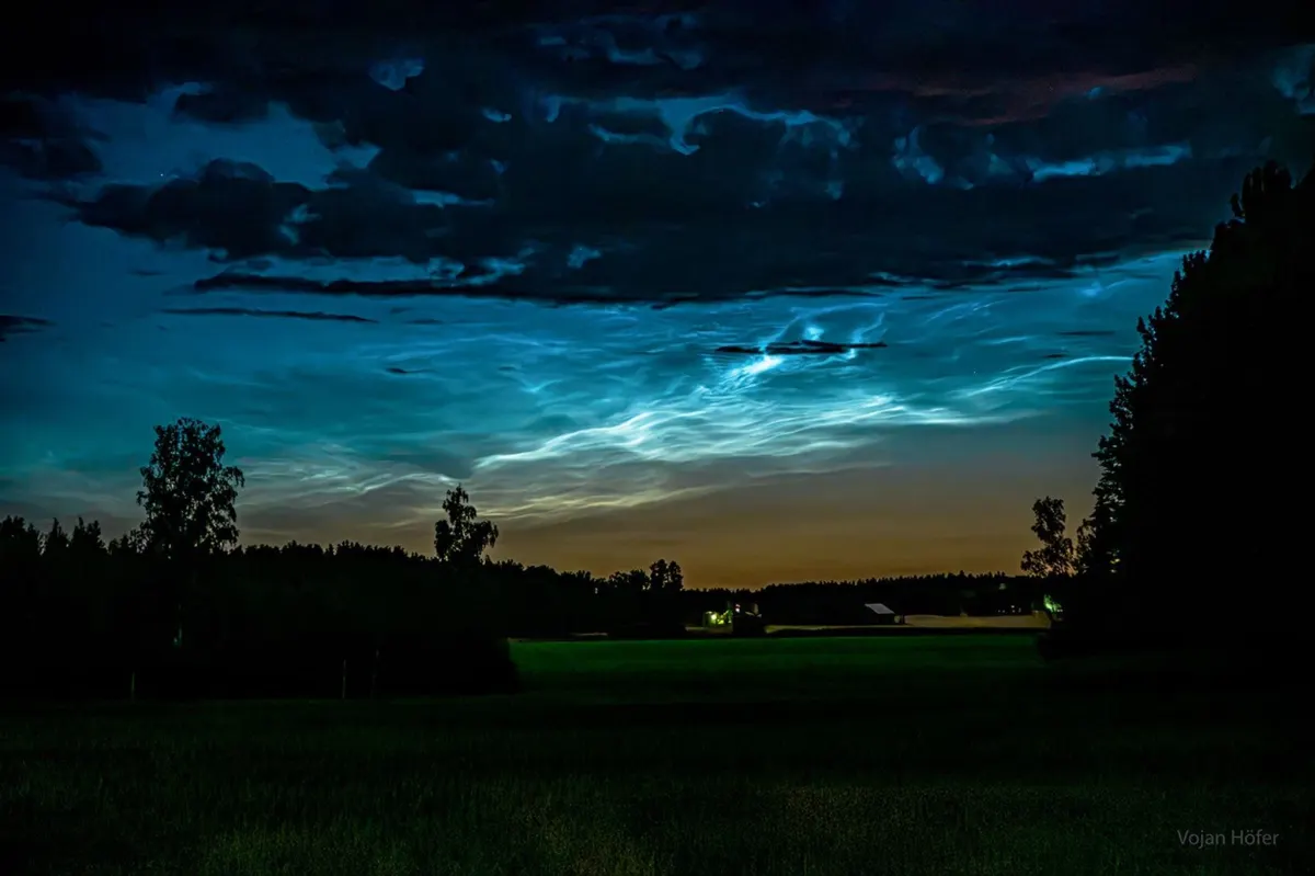 Image accompanying the story: APOD: 2026 October 27 – Noctilucent Clouds over Sweden